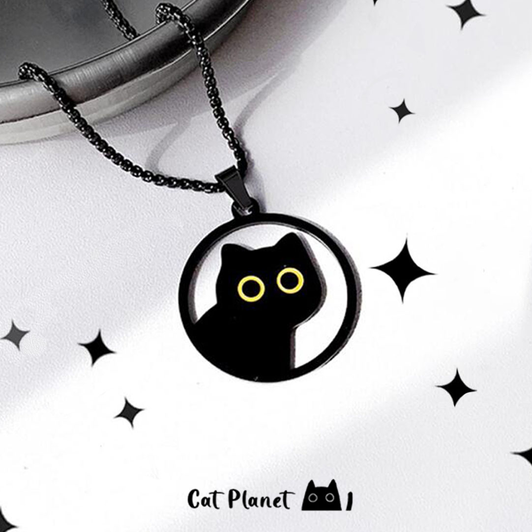 Men Accessories Neck Chain - 2024 Titanium Staal Zwarte Kat Ketting
