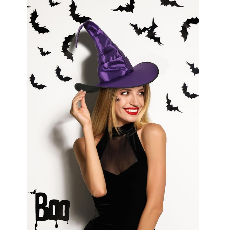 Men Accessories All - Halloween-heksenhoed, zwart en paars, met een