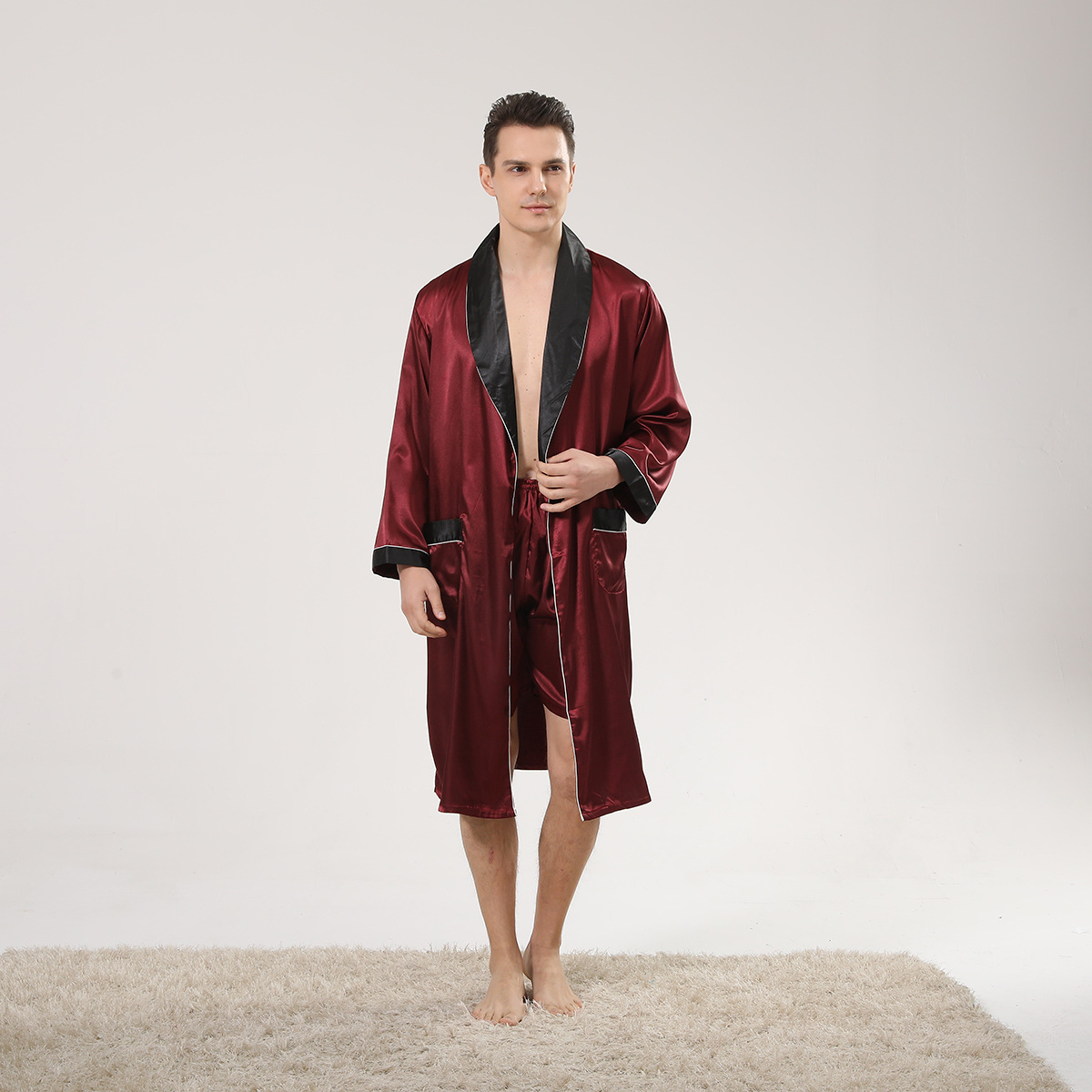 Lente Zwarte Sjaalkraag Rode M - Men'S Kimono Accessories recensie en prijs